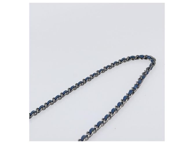 CHANEL Matelasse Trendy CC Chain Wallet Lamb Skin Blue Silver CC Auth 199460SAM Argento - vista 8