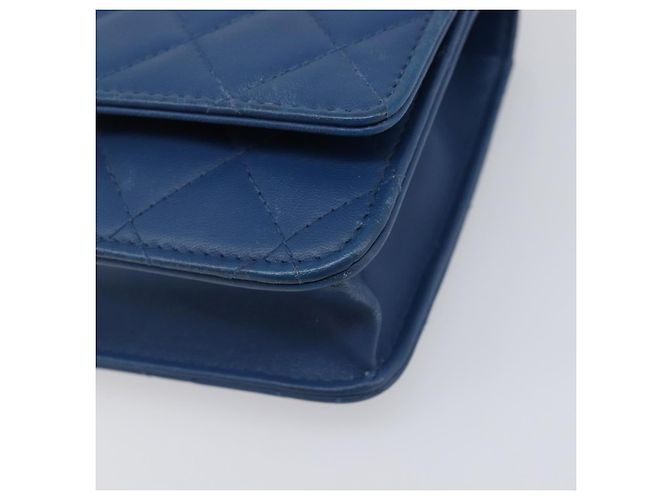CHANEL Matelasse Trendy CC Chain Wallet Lamb Skin Blue Silver CC Auth 199460SAM Argento - vista 9
