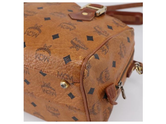 Borsa a mano MCM Vicetos PVC Pelle 2way Marrone Tono Oro Auth 200849 - vista 14
