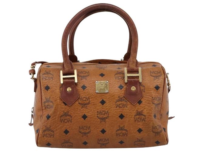 Borsa a mano MCM Vicetos PVC Pelle 2way Marrone Tono Oro Auth 200849 - vista 2