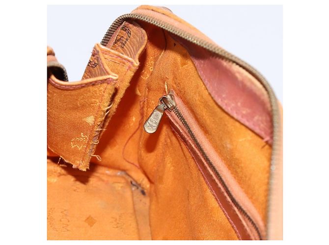 Borsa a mano MCM Vicetos PVC Pelle 2way Marrone Tono Oro Auth 200849 - vista 21