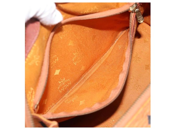 Borsa a mano MCM Vicetos PVC Pelle 2way Marrone Tono Oro Auth 200849 - vista 22