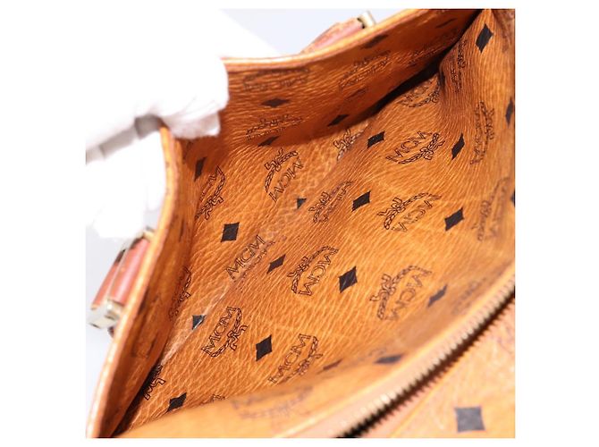 Borsa a mano MCM Vicetos PVC Pelle 2way Marrone Tono Oro Auth 200849 - vista 23