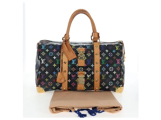 Borsa LOUIS VUITTON Monogram Multicolor Keepall 45 Nera M92640 Auth 196577SAV Nero - vista 12
