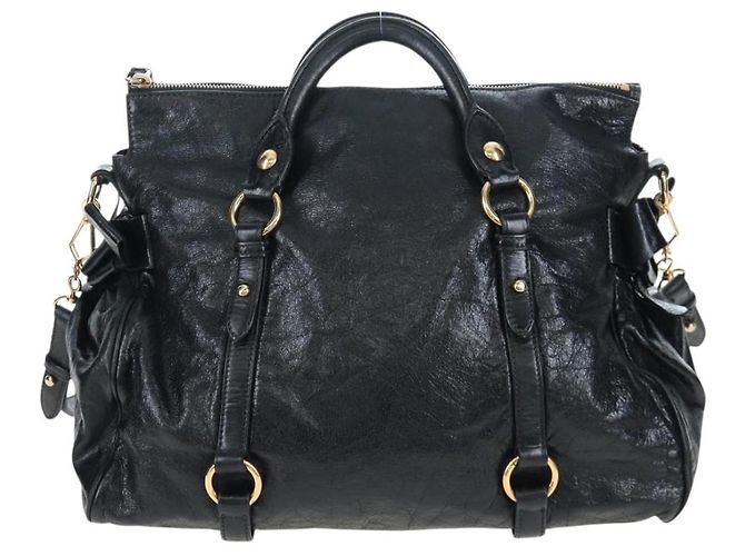 Borsa a mano Miu Miu con fiocco laterale in pelle 2way Nero Oro Auth am12564V D'oro - vista 2