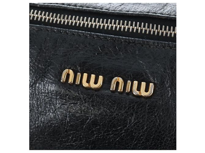 Borsa a mano Miu Miu con fiocco laterale in pelle 2way Nero Oro Auth am12564V D'oro - vista 20