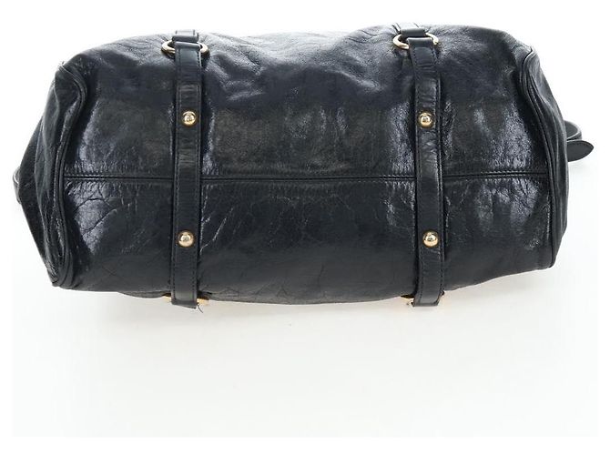 Borsa a mano Miu Miu con fiocco laterale in pelle 2way Nero Oro Auth am12564V D'oro - vista 5