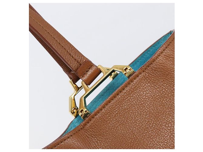 Borsa a mano Miu Miu in pelle marrone tono oro Auth 199360V - vista 10