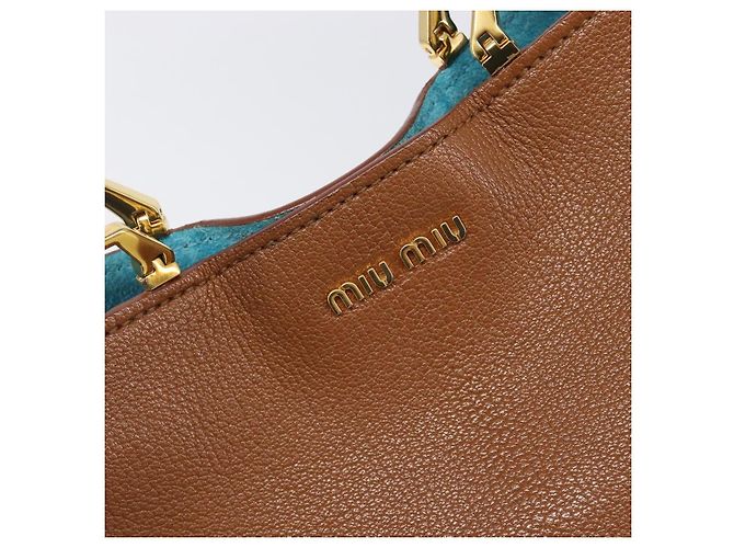 Borsa a mano Miu Miu in pelle marrone tono oro Auth 199360V - vista 17