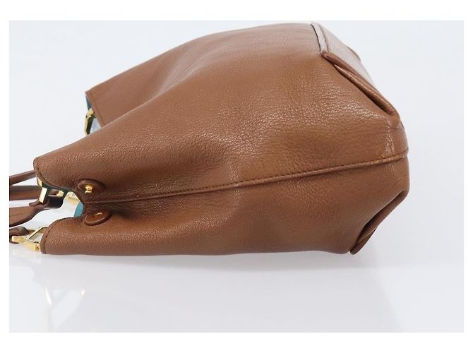 Borsa a mano Miu Miu in pelle marrone tono oro Auth 199360V - vista 4