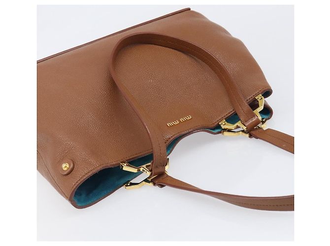 Borsa a mano Miu Miu in pelle marrone tono oro Auth 199360V - vista 6