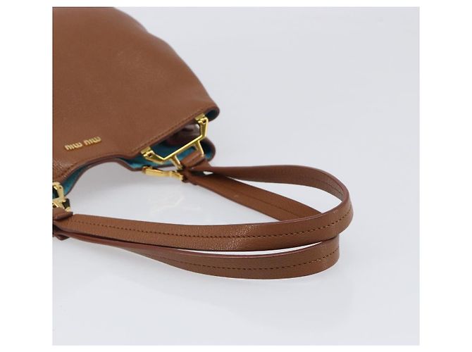 Borsa a mano Miu Miu in pelle marrone tono oro Auth 199360V - vista 7