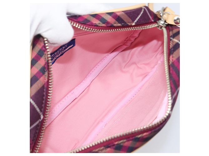 Borsa a tracolla BURBERRY Nova Check Blue Label in tela Bordeaux Argento Auth hk4042V Bordò - vista 11