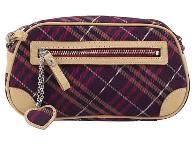 Borsa a tracolla BURBERRY Nova Check Blue Label in tela Bordeaux Argento Auth hk4042V Bordò - vista 13