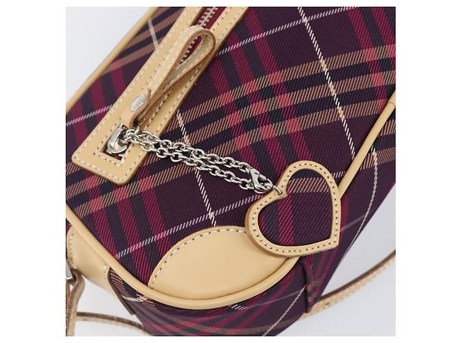 Borsa a tracolla BURBERRY Nova Check Blue Label in tela Bordeaux Argento Auth hk4042V Bordò - vista 18