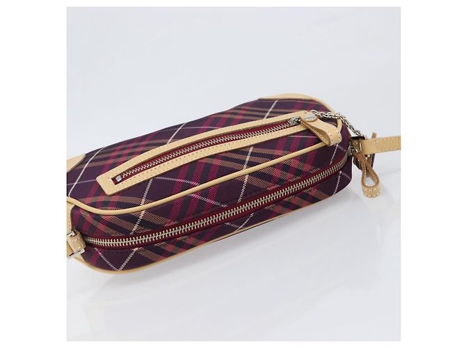 Borsa a tracolla BURBERRY Nova Check Blue Label in tela Bordeaux Argento Auth hk4042V Bordò - vista 6