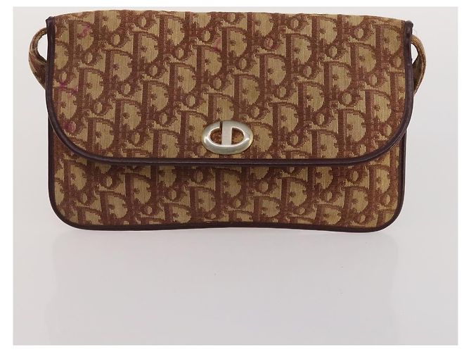 Céline CELINE Dior Trotter Macadam Shoulder Bag Canvas PVC 2 Set Brown Red Auth gh2338 Marrone Rosso - vista 10