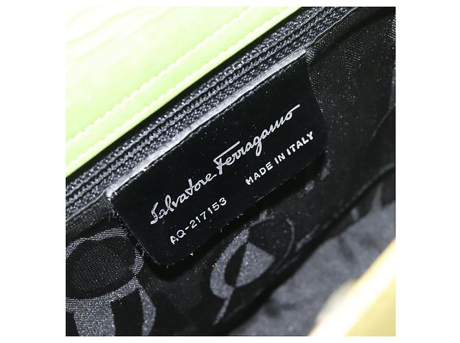 Borsa Salvatore Ferragamo Gancini in pelle 2way Giallo Argento Auth 196351 - vista 12