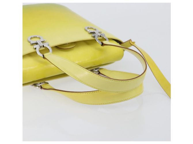 Borsa Salvatore Ferragamo Gancini in pelle 2way Giallo Argento Auth 196351 - vista 7