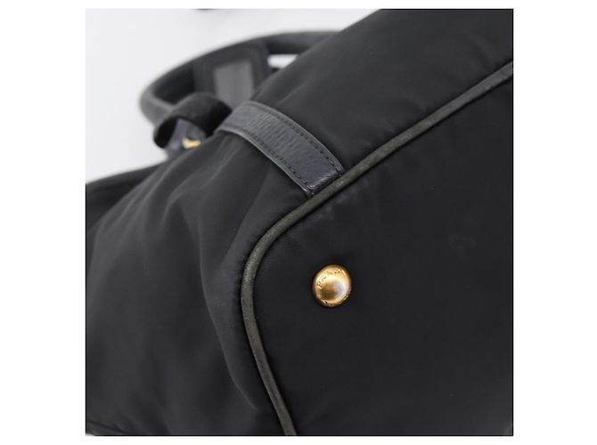 Borsa a Mano PRADA Nylon Pelle 2way Nero Oro Auth 199485A D'oro - vista 10