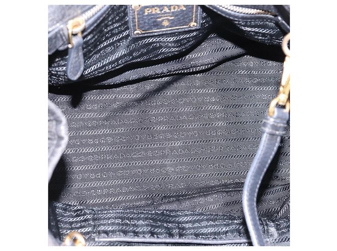 Borsa a Mano PRADA Nylon Pelle 2way Nero Oro Auth 199485A D'oro - vista 11