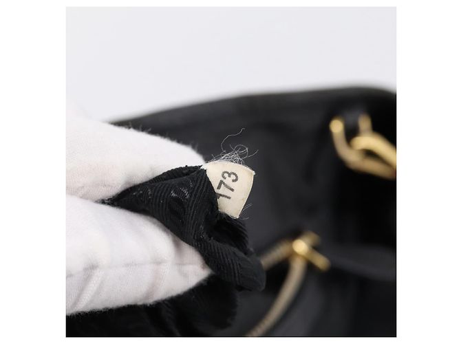 Borsa a Mano PRADA Nylon Pelle 2way Nero Oro Auth 199485A D'oro - vista 12