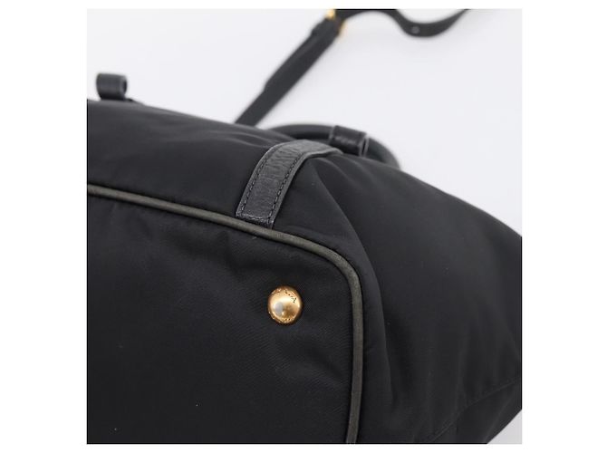 Borsa a Mano PRADA Nylon Pelle 2way Nero Oro Auth 199485A D'oro - vista 15