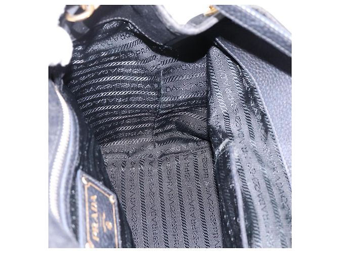 Borsa a Mano PRADA Nylon Pelle 2way Nero Oro Auth 199485A D'oro - vista 20