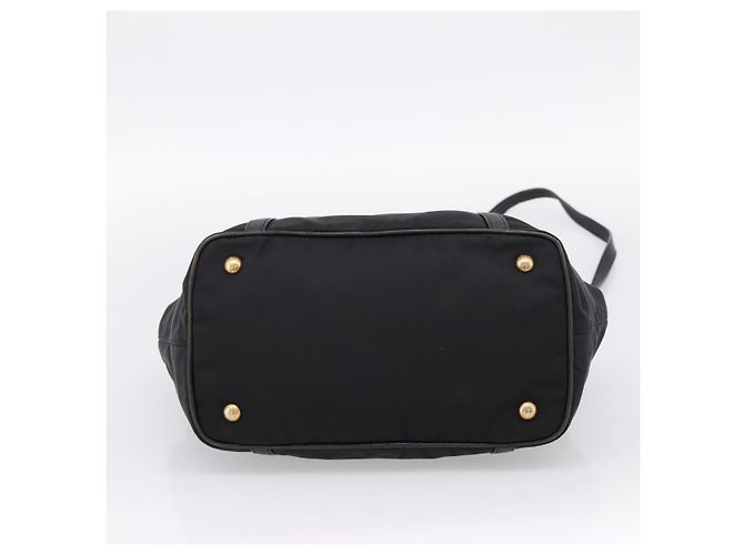 Borsa a Mano PRADA Nylon Pelle 2way Nero Oro Auth 199485A D'oro - vista 5