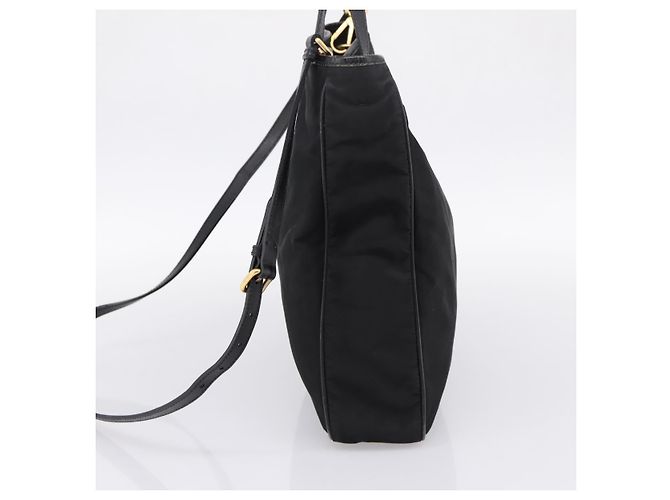Borsa a Mano PRADA Nylon 2way Nero Tono Oro Auth 202114 - vista 4