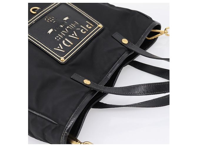 Borsa a Mano PRADA Nylon 2way Nero Tono Oro Auth 202114 - vista 6