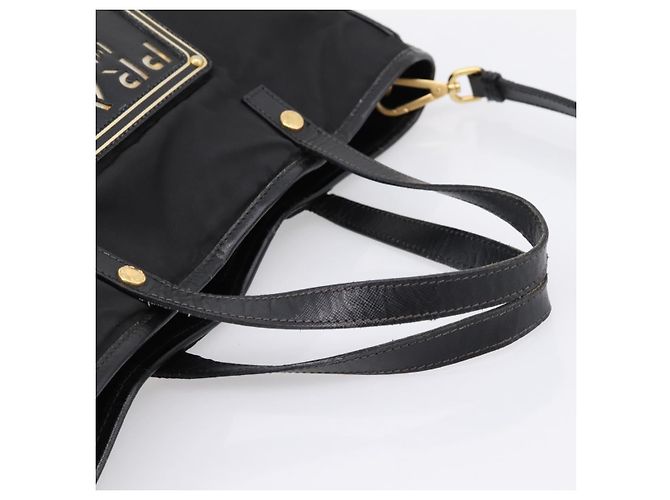 Borsa a Mano PRADA Nylon 2way Nero Tono Oro Auth 202114 - vista 7