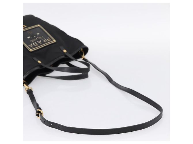 Borsa a Mano PRADA Nylon 2way Nero Tono Oro Auth 202114 - vista 8