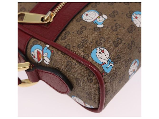 Borsa a tracolla GUCCI x Doraemon Micro GG PVC Marrone Tono Oro 647784 Auth 167564SAM - vista 10