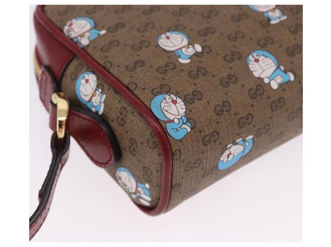 Borsa a tracolla GUCCI x Doraemon Micro GG PVC Marrone Tono Oro 647784 Auth 167564SAM - vista 12