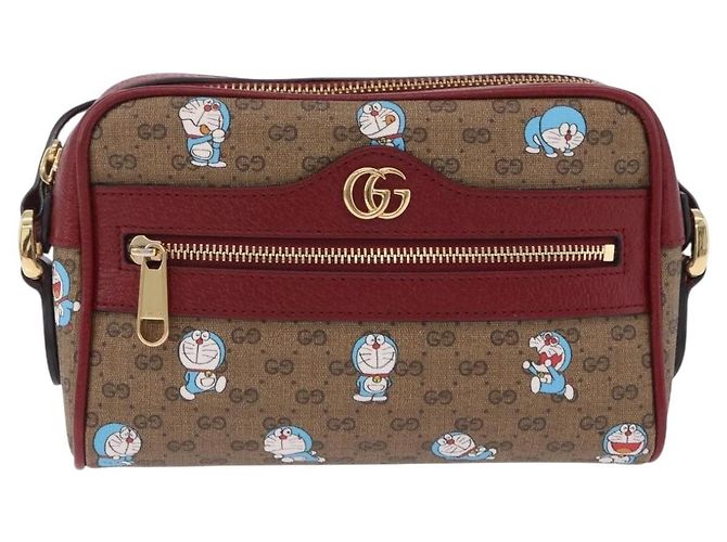 Borsa a tracolla GUCCI x Doraemon Micro GG PVC Marrone Tono Oro 647784 Auth 167564SAM - vista 2