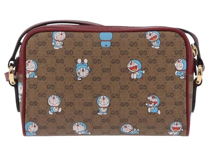 Borsa a tracolla GUCCI x Doraemon Micro GG PVC Marrone Tono Oro 647784 Auth 167564SAM - vista 3