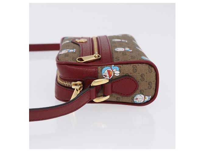 Borsa a tracolla GUCCI x Doraemon Micro GG PVC Marrone Tono Oro 647784 Auth 167564SAM - vista 5