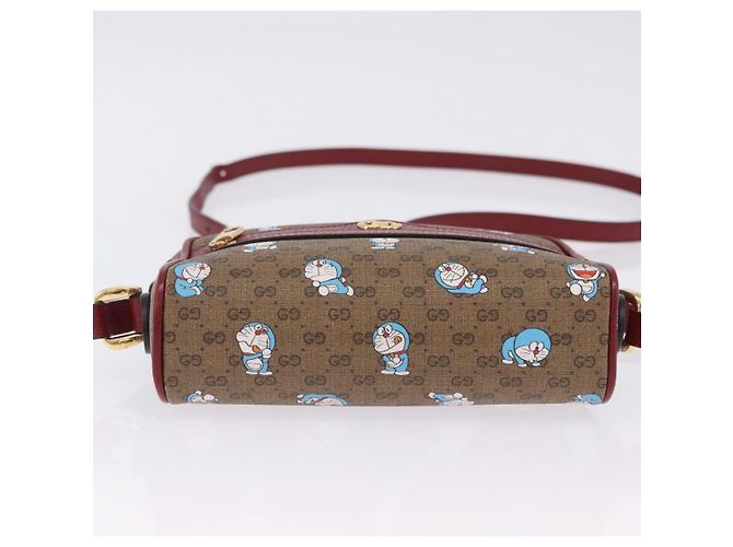 Borsa a tracolla GUCCI x Doraemon Micro GG PVC Marrone Tono Oro 647784 Auth 167564SAM - vista 9