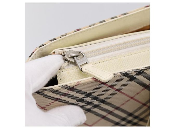 Borsa Tote BURBERRY Nova Check Canvas Ivory Silver Auth 201961 Argento Crudo - vista 10