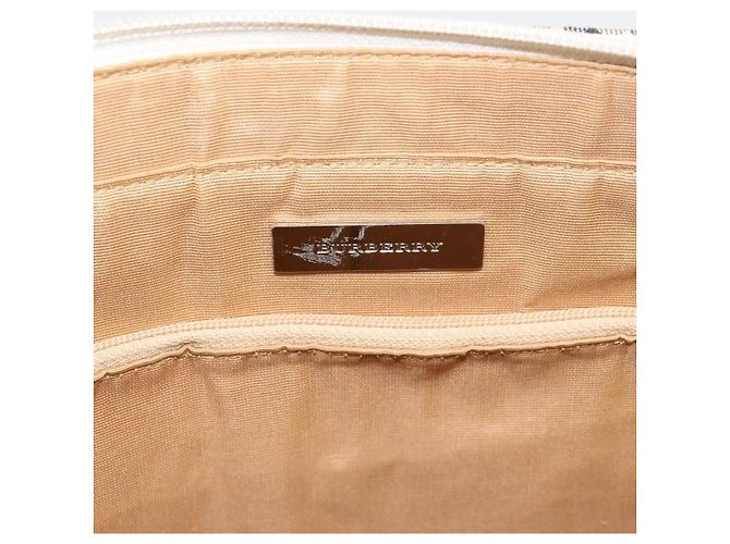 Borsa Tote BURBERRY Nova Check Canvas Ivory Silver Auth 201961 Argento Crudo - vista 11