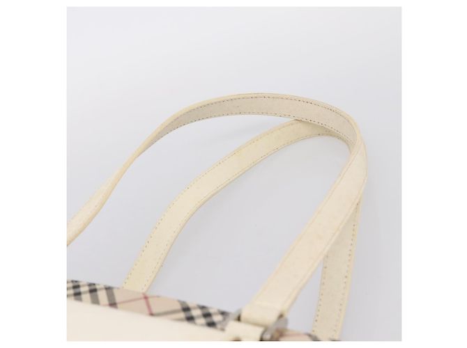 Borsa Tote BURBERRY Nova Check Canvas Ivory Silver Auth 201961 Argento Crudo - vista 14