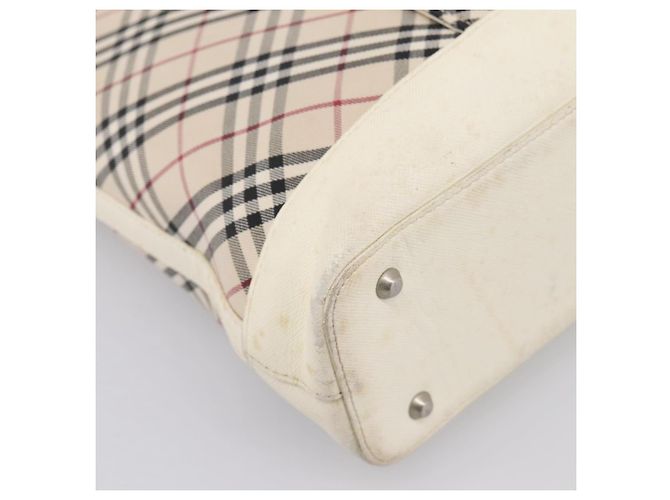 Borsa Tote BURBERRY Nova Check Canvas Ivory Silver Auth 201961 Argento Crudo - vista 15