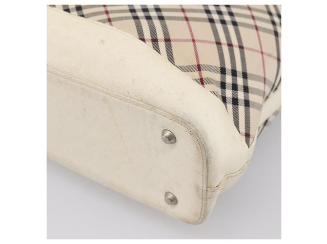 Borsa Tote BURBERRY Nova Check Canvas Ivory Silver Auth 201961 Argento Crudo - vista 16