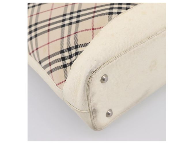 Borsa Tote BURBERRY Nova Check Canvas Ivory Silver Auth 201961 Argento Crudo - vista 17