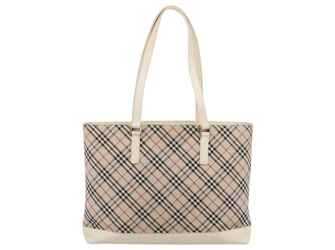 Borsa Tote BURBERRY Nova Check Canvas Ivory Silver Auth 201961 Argento Crudo - vista 2