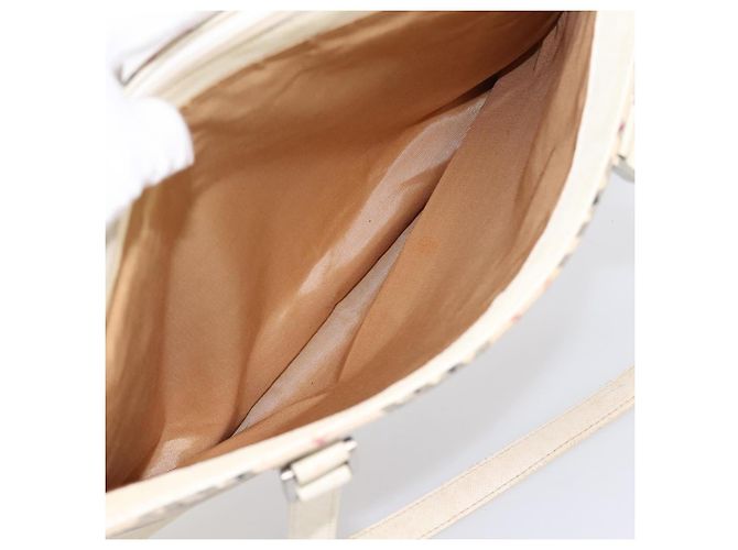 Borsa Tote BURBERRY Nova Check Canvas Ivory Silver Auth 201961 Argento Crudo - vista 24
