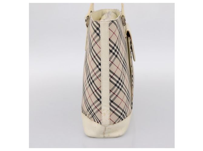Borsa Tote BURBERRY Nova Check Canvas Ivory Silver Auth 201961 Argento Crudo - vista 3