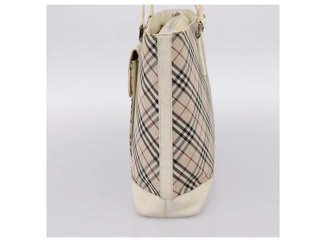 Borsa Tote BURBERRY Nova Check Canvas Ivory Silver Auth 201961 Argento Crudo - vista 4