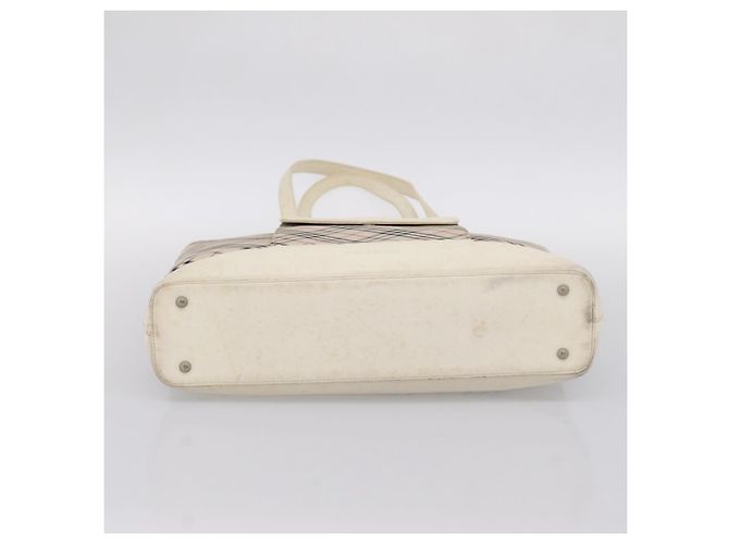 Borsa Tote BURBERRY Nova Check Canvas Ivory Silver Auth 201961 Argento Crudo - vista 5